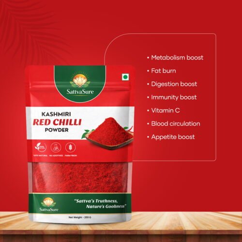 Rishi Krishi Natural Kashmiri Red Chilli Powder - Bright Color & Mild Heat